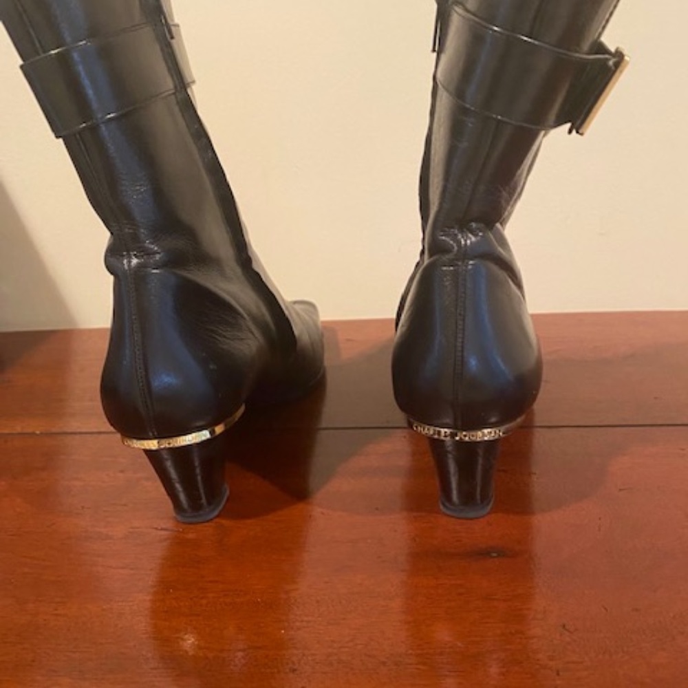 Charles Jordan Black Leather boots size 9.5